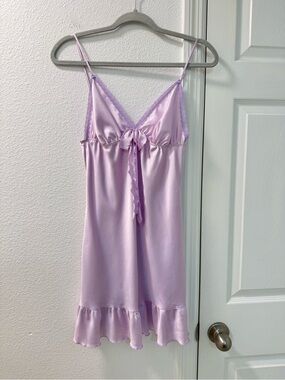 Victoria's Secret Satin Ruffled Babydoll y2k  lingerie bow lilac purple size M
